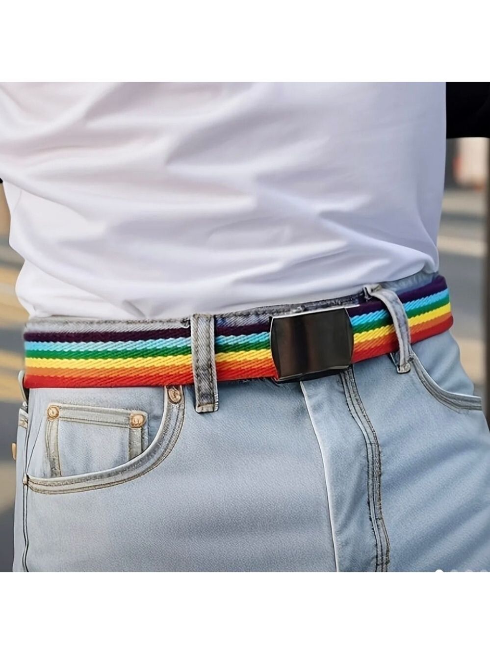 🌈 Belt--Men's Rainbow Canvas Non-Stretch